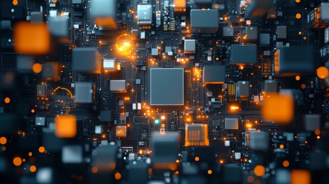 Innovative technology development virtual environment digital art abstract concept high-tech viewpoint data processing and visualization