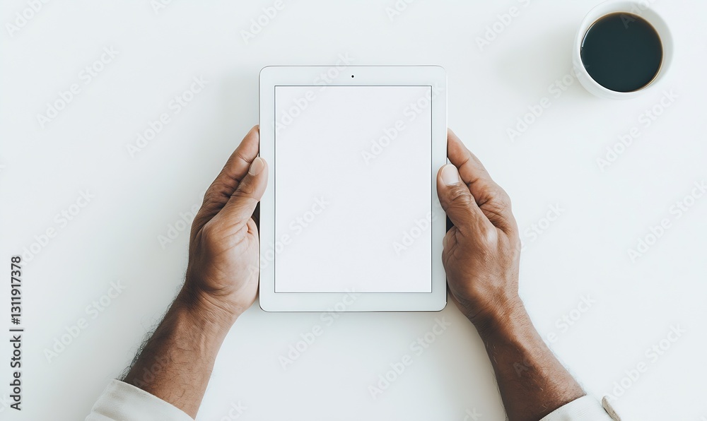 Aufkleber Hands Holding Tablet with Blank Screen Perfect for Displaying Apps or Content : Generative AI