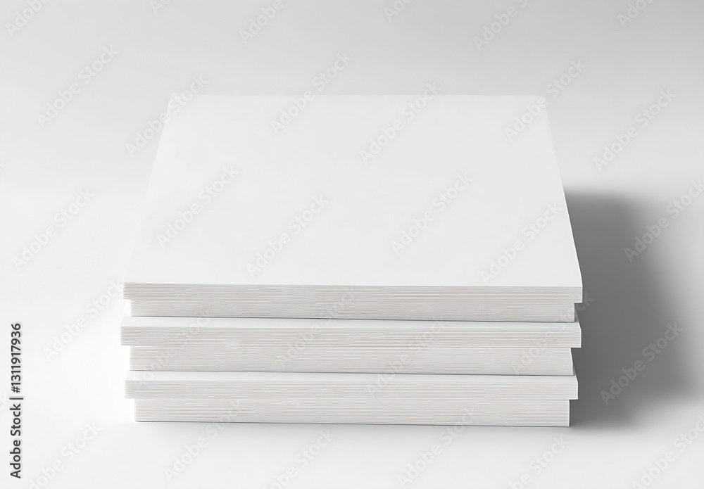 Aufkleber Stack of blank white paper sheets perfect for creative design or office use : Generative AI