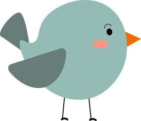 Hand drawn cute bird character illustration