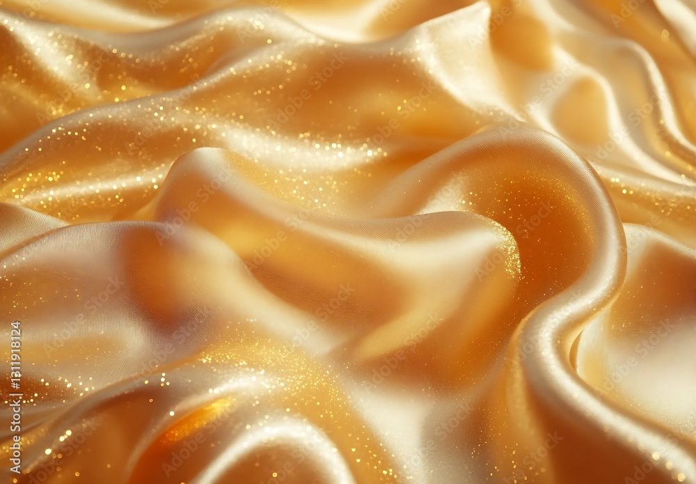 Poster glistening golden satin fabric flowing smoothly to create a luxurious feel : generative ai