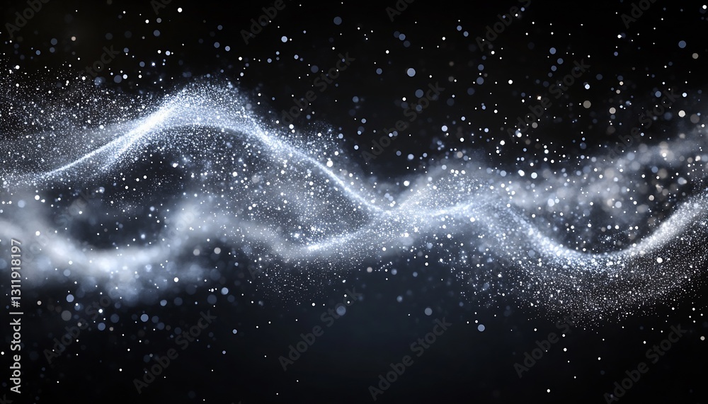 Leinwandbilder elegant sparkling dust trails in a wave pattern on a dark background for artistic visuals : generati
