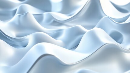 Obraz premium Smooth, flowing fabric waves in soft blue tones creating a serene and calming atmosphere