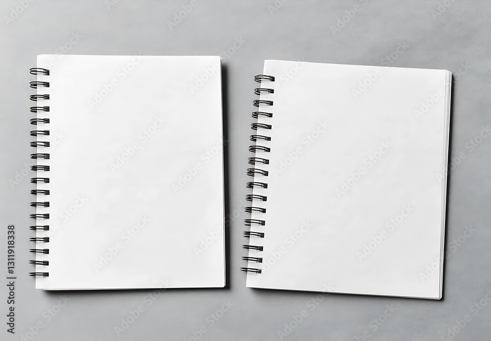 Aufkleber blank spiral notebooks on gray background ready for design and mockup creations : generative ai