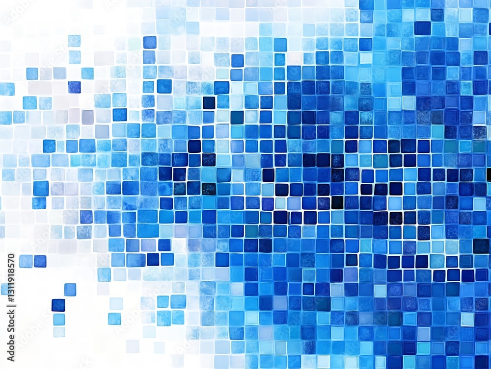 Poster pixelated blue mosaic background for creative design and digital art projects : generative ai