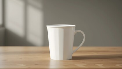 Minimalist Coffee Cup Mockup on Wooden Table