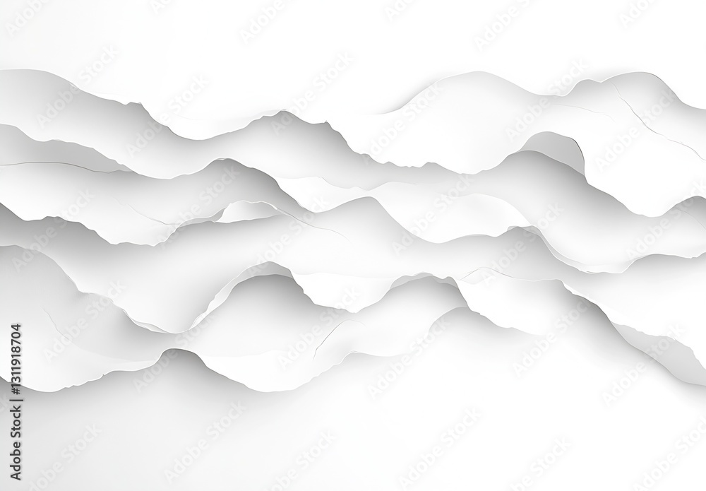 Leinwandbilder wavy tears of white paper on minimalistic background for artistic design : generative ai