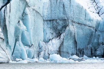 Melting ice from icebergs and ice shelfs at a glacier in Iceland. 