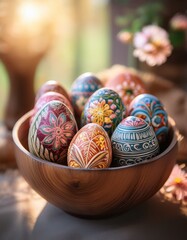 easter eggs in a basket