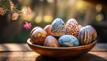 Fototapeta premium easter eggs in a basket