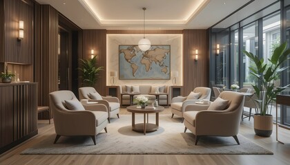 Modern Lounge Space with Cozy Chairs and Serene Ambiance