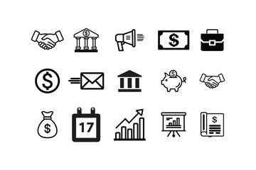 a vector illustration of a business icon set.