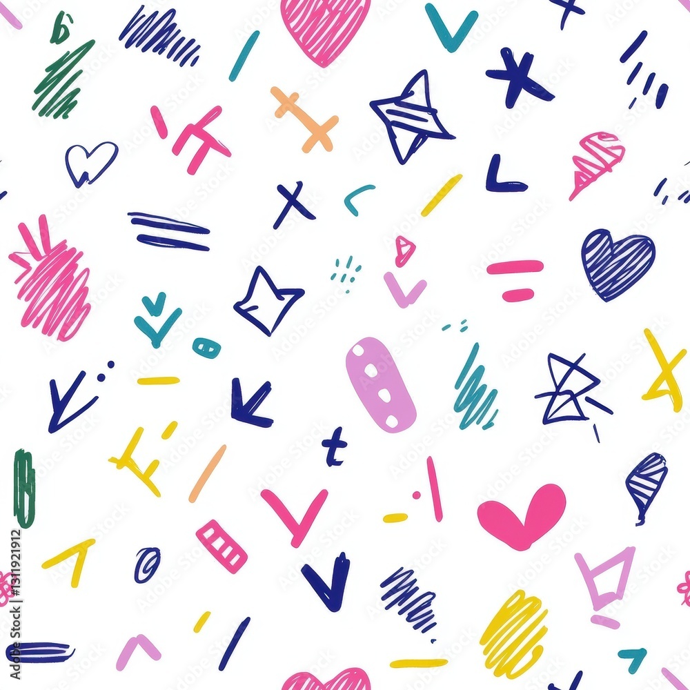 Poster seamless bright and playful pattern featuring an array of colorful geometric shapes for a fun and en