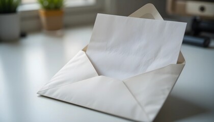 Fototapeta premium Open Envelope with Blank Letter on Clean Desk