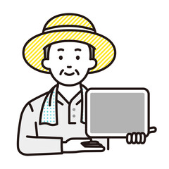 タブレットで説明する農家