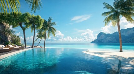 Relaxing beach resort scene tropical paradise visual art azure waters scenic view serenity and escape