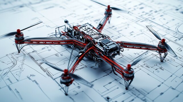 Designing a drone blueprint engineering studio technical drawing workshop aerial technology