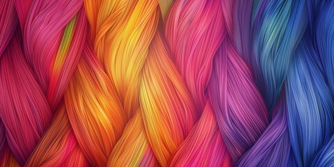 A colorful braid of hair, rendered in a digital art style with vibrant colors and intricate details.