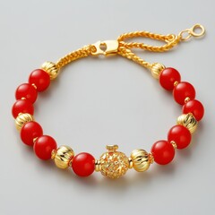 Elegant Gold and Red Beaded Bracelet for Fashion Accessory Collection