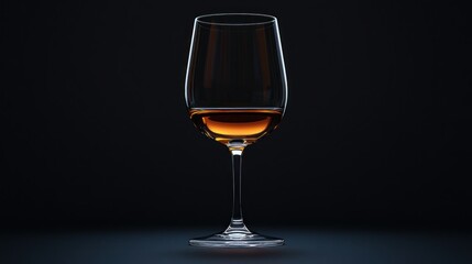 Empty wine glass with amber liquid