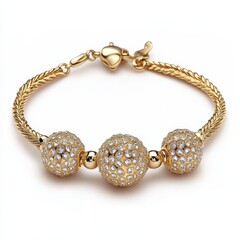 Elegant Gold Bracelet with Sparkling Rhinestones and Adornments