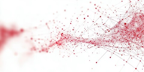 Abstract red network design showcasing connections and digital flow across a light background