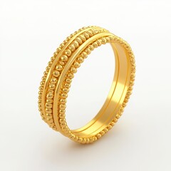 Elegant Gold Ring with Beaded Design and Polished Finish
