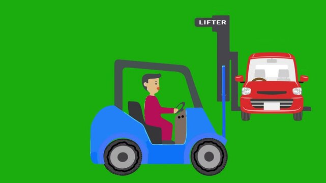 cartoon car lifter illustration, vector car lifter