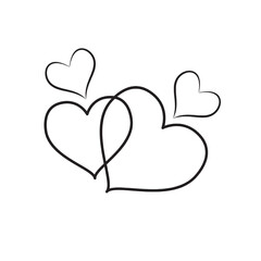 Two loves at the same time, two loves on both upper sides, illustration vector.