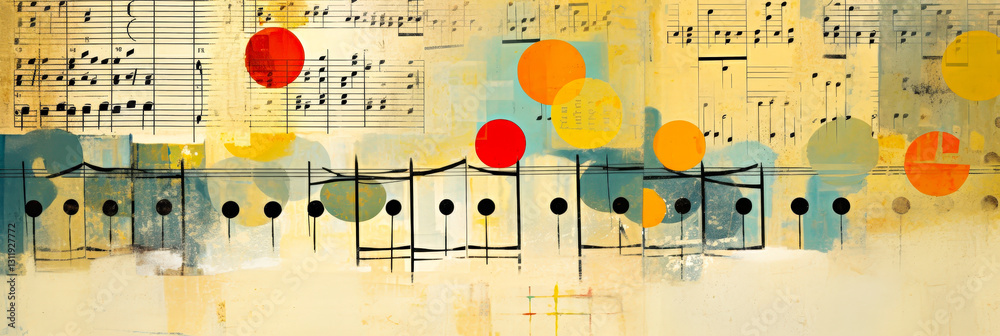 Aufkleber colorful circles and musical notes blend together, creating an engaging exploration of art and sound