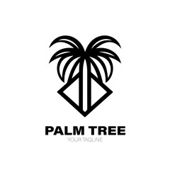 Obraz premium Palm Tree Logo. Palm Tree Logo Design. Palm Tree Logo Brand. Palm Tree Logo Vector Design Isolated on White Background