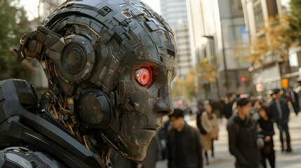 Fototapeta premium Advanced Robot in Urban Setting