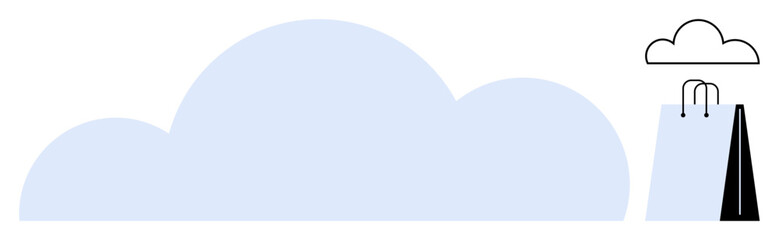 Cloud symbol with a shopping bag merging digital convenience and retail shopping. Ideal for e-commerce, data storage, online retail, cloud computing, modern shopping, innovation, customer experience