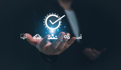 Standards,Guarantee,  ISO certification and satisfaction, service experience, show the standards of products and services.Standardization concept.