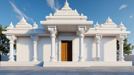 Obraz premium Elegant White Temple Structure with Intricate Architectural Details