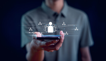 HR or Hiring Human Resources Management. Selective new career recruitment sites. searching human join team, customer.