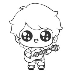 Boy playing guitar, for coloring
