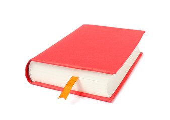 Book with ribbon bookmark isolated on white