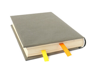 Book with ribbon bookmarks isolated on white