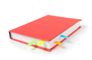 Book with colorful tabs isolated on white