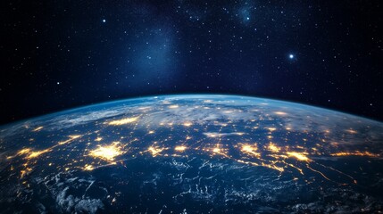 Obraz premium Stunning nighttime earth view outer space visual experience cosmic environment astronomical perspective breathtaking planetary illumination