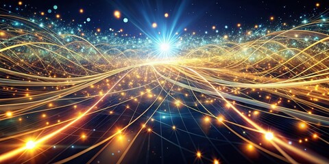 Obraz premium Illuminated Pathways of Interconnectedness A Visual Representation of Global Networks and Data Streams