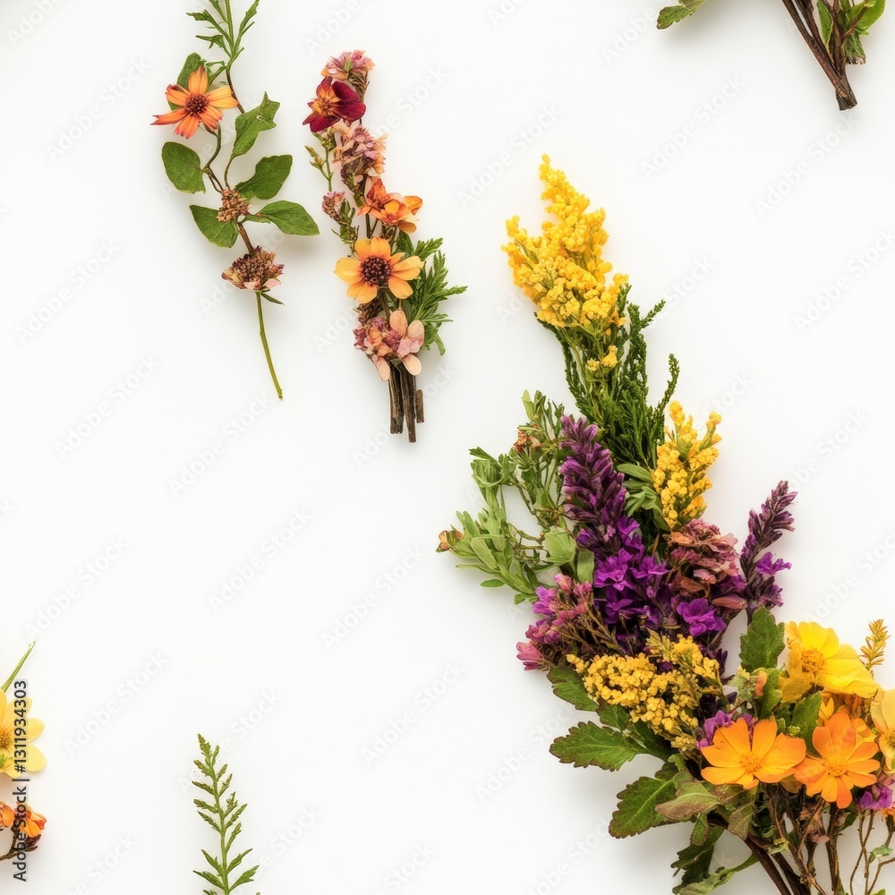Poster seamless a row of beautifully arranged flowers displaying an array of colors and textures, perfect f