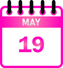 May 19 Calendar Icon – Event Reminder, Planner, Important Date