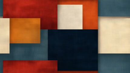 Fototapeta premium Geometric Block Pattern in Earth Tones and Cool Colors