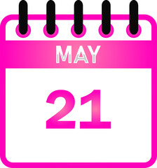 May 21 Calendar Icon – Event Reminder, Planner, Important Date