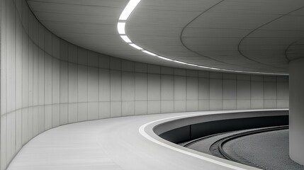 Obraz premium Modern Train Station Interior with Curved Ceiling