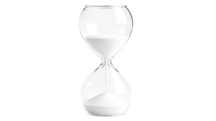 Empty hourglass, measuring time, studio shot, white background
