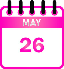 May 26 Calendar Icon – Event Reminder, Planner, Important Date