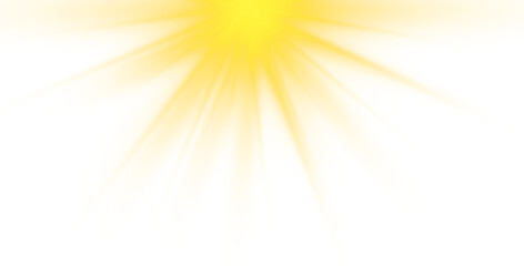 Obraz premium Transparent yellow sunlight special lens flash light effect. Sun light with glare. Golden flash png. Vector illustration for perfect effect with sparkles. Sun rays png. 